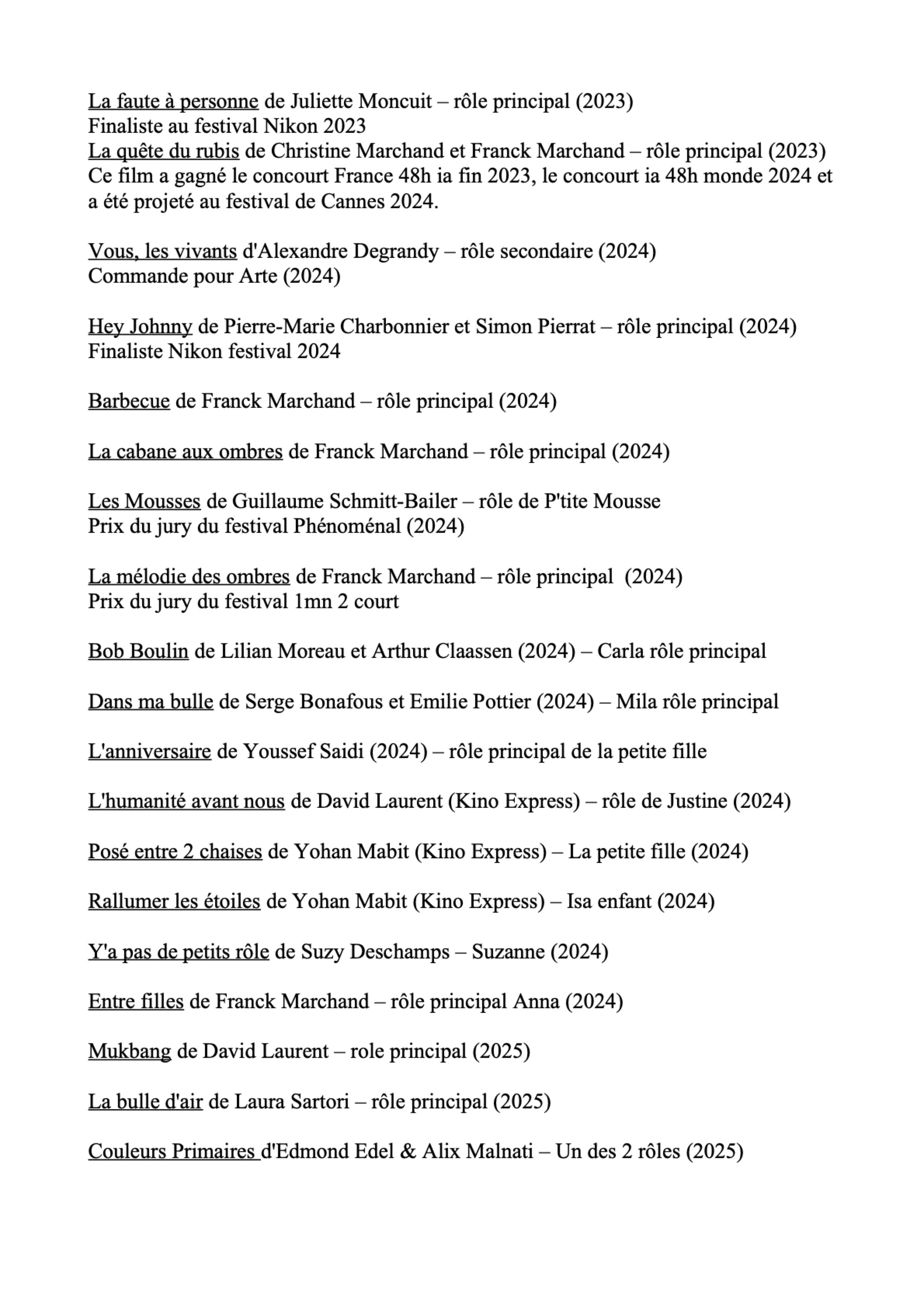 CV artistique de Zoé Chazal — page 2