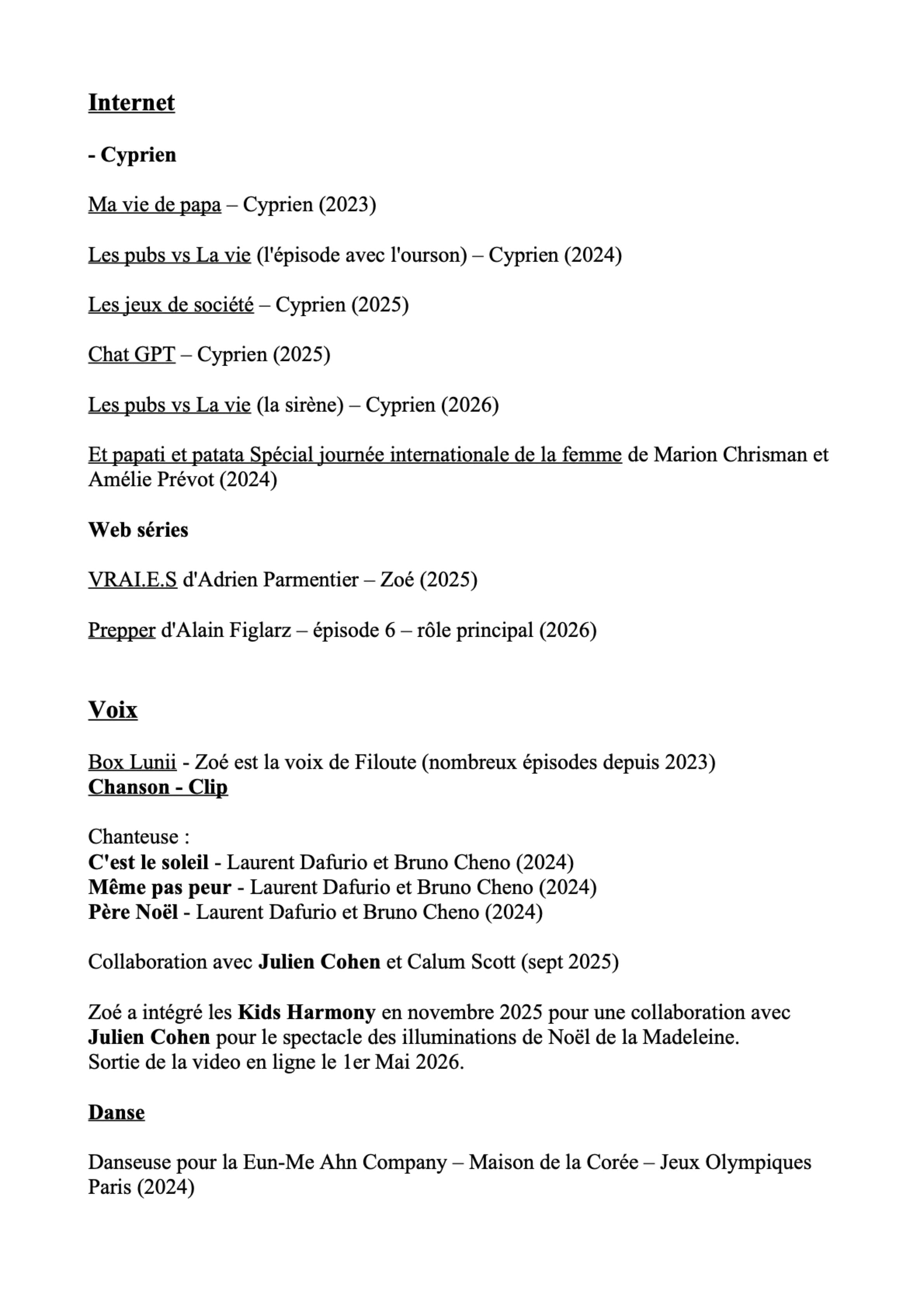 CV artistique de Zoé Chazal — page 3